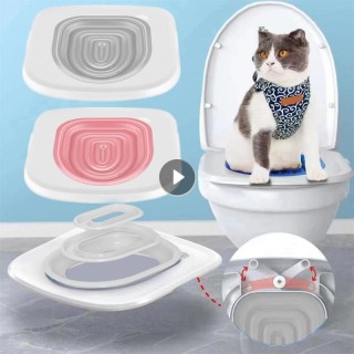 Upgrade Katzentoilettentrainer Wiederverwendbare Trainingstoilette für Katzen Kunststoff-Trainingsset Katzentoilettenmatte To