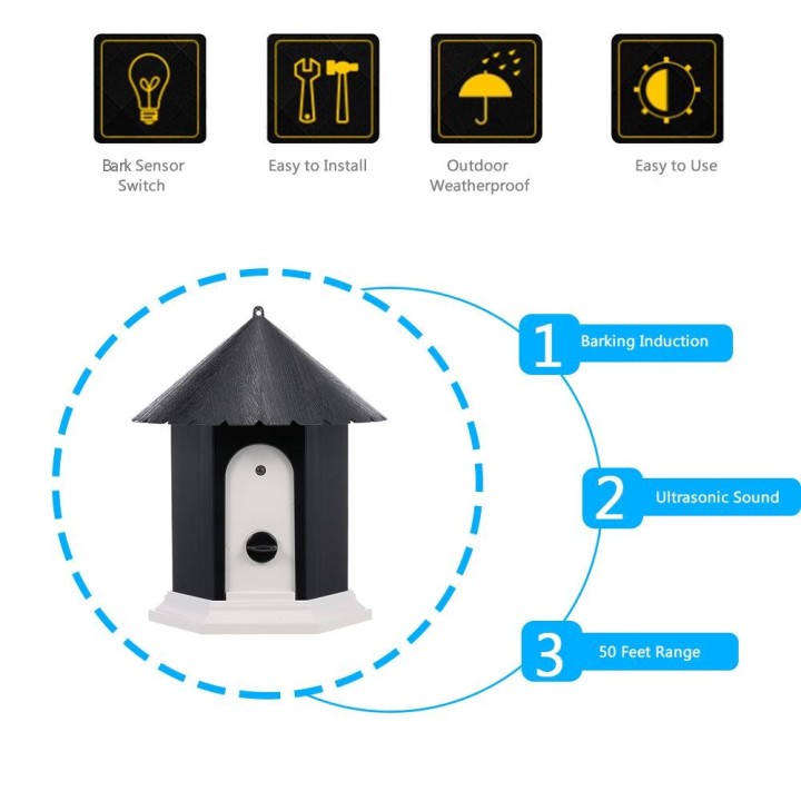 Ultraschall-Antibellgerät für Hunde im Freien Black