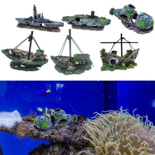 Landschaftsbau Zubehör Aquarium Dekoration Fisch Versteck Höhle Wrack Schiffe Aquarium Ornament 6