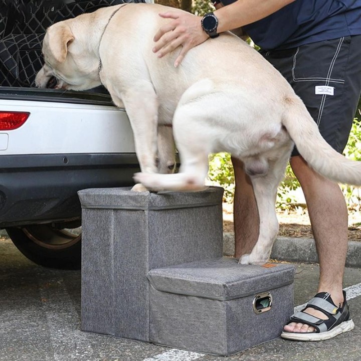 Haustiertreppe mit Aufbewahrung Auto-Aufbewahrungsbox Hundetreppe Haustierleiter-Aufbewahrung Faltbarer Aufbewahrungsorganisa