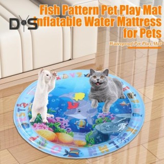 Wassersensormatte für Katzen, verdickte sensorische Wasserspielmatte mit Fischmuster, aufblasbares kühlendes Komfort-Wasserpa