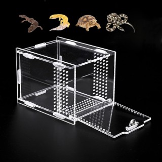 Hitasi Reptilien- und Amphibienzuchtkoffer, Zuchtkäfig, transparent, atmungsaktiv, Zuchtbehälter für Kleintiere, Laichkasten,