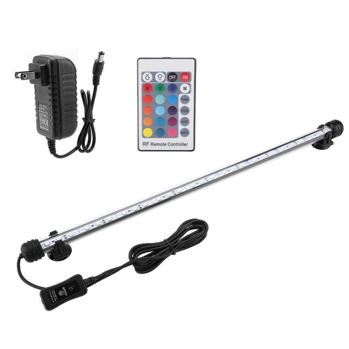 LED Aquarium Licht mit Fernbedienung, Farbstufenlose Aquariumbeleuchtung, Tropisches Aquarium, Wasserpflanzen-Energie-Dekorat