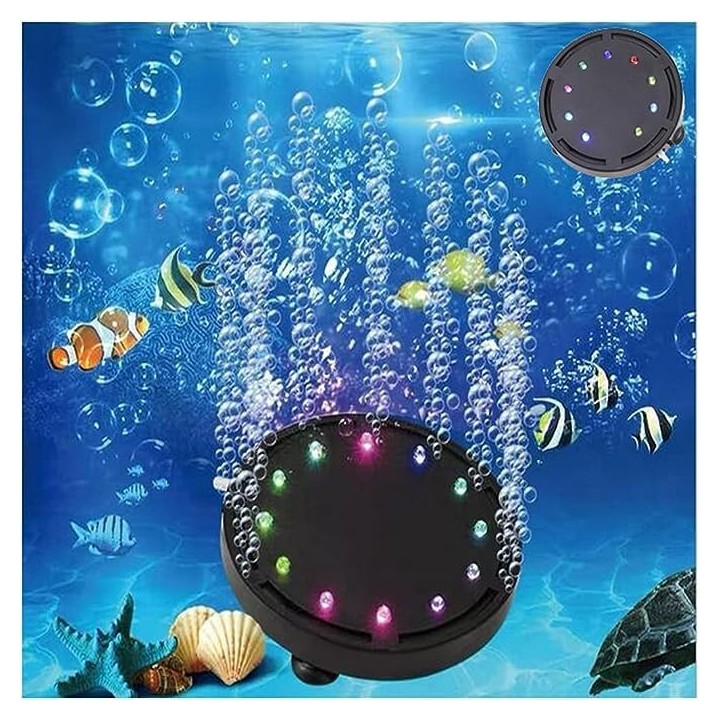 LONDAFISH Aquarium Luftblase für Aquarien, Luft, Sauerstoff, Aquariumblase, mehrfarbig, mit LED, Saugnapf, runde Form, Licht,