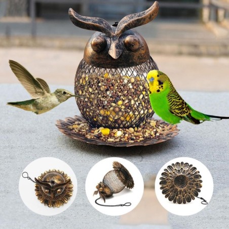 Hängende Kolibri-Futterspender im Freien, Cartoon-Eulenform, große Kapazität, Wildvogel-Futterstation für Garten- und Hofdeko