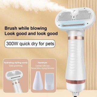 Tragbarer 300-W-Föhn für Haustiere mit Zupfbürste, Hand-Dampfbürste für die Fellpflege von Hunden, Haartrockner für kleine un