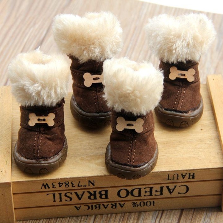 Dicke Fell-Haustierschuhe für den Winter, kleine Hundeschuhe, rutschfeste, warme Hunde-Schneestiefel für Teddy, Chihuahua 1 k