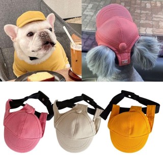 Einfarbige Sonnenschutz Schirmmütze Koreanischer Stil Haustier Paar Hut Hund Baseballkappe für Teddy Corgi XL rosa