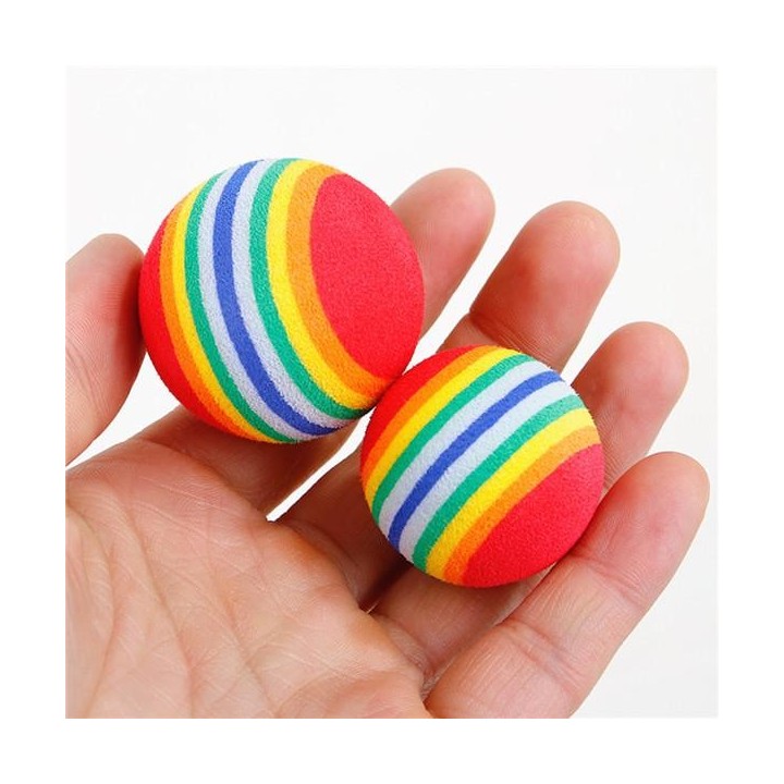 1 Stücke Regenbogen 3,5 cm Katzenspielzeug Ball Interaktives Katzenspielzeug Spielen Kauen Rassel Scratch EVA Ball Training P
