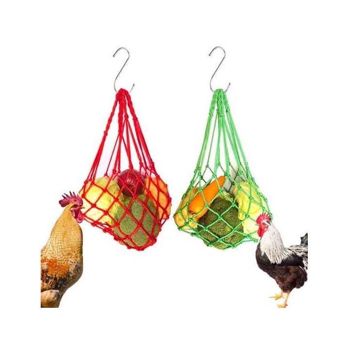 1 Stück/2 Stück Hühner-Gemüse-Obst-Hängefutterspender Hühnerstall Kohlhalter Einkaufsnetz mit Aufhänger Geflügelfütterungswer