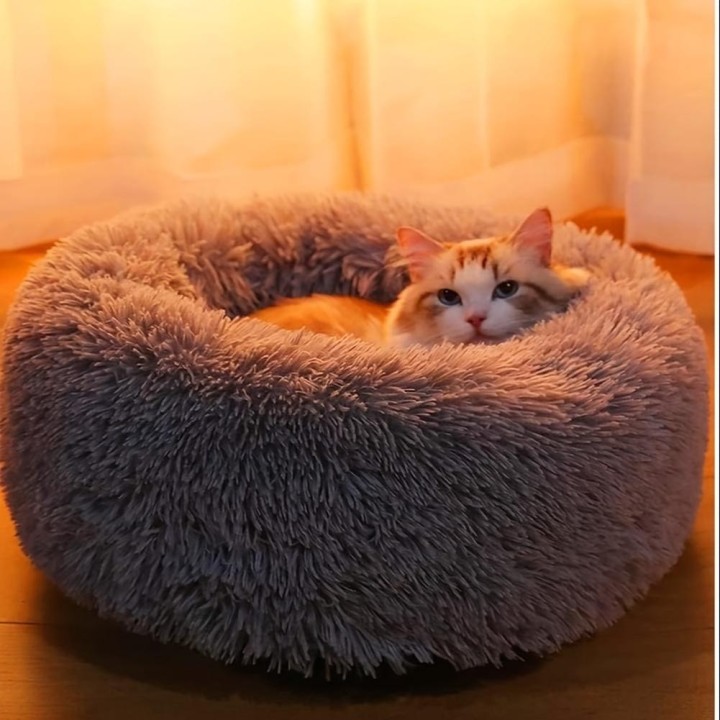 Donut Komfortbett für Katzen und Hunde dunkelgraue