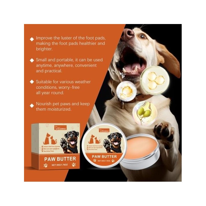 Hundepfotenbalsam, Haustier-Nasenpfoten, Feuchtigkeitscreme, Katzenpfotenpflegecreme, repariert trockene