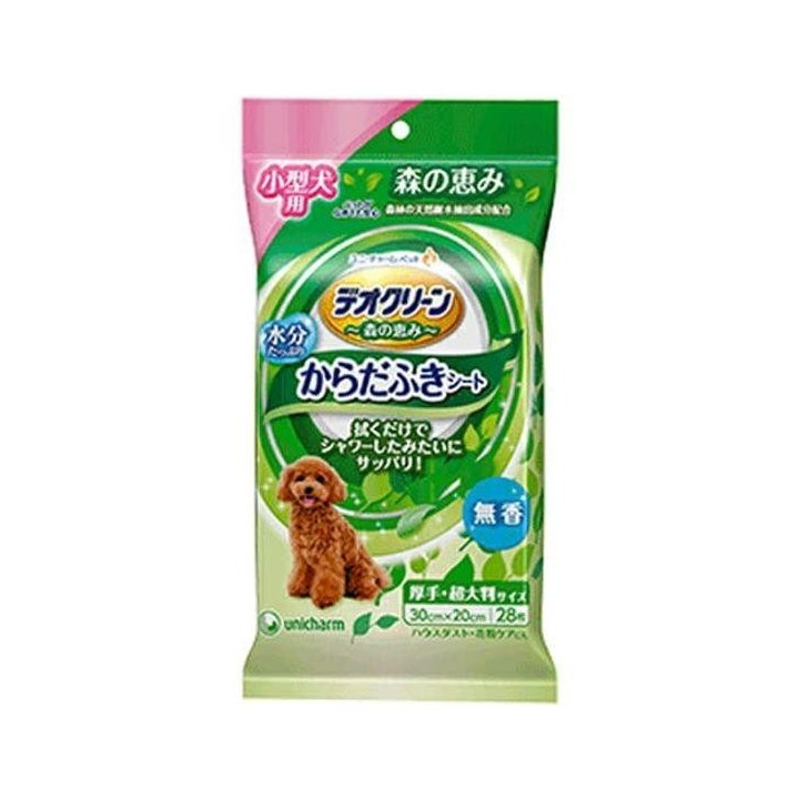 Unicharm [Set Sale] Deoclean Körperwischtücher für kleine Hunde und Katzen, geruchsneutral, 28 Tücher x 2 Stück