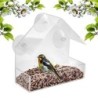 Vogelfutterspender mit Saugnapf, transparentes Fenster, Vogelfutterschale, hängende Hausform, Futterspender für Haustiere, Ga