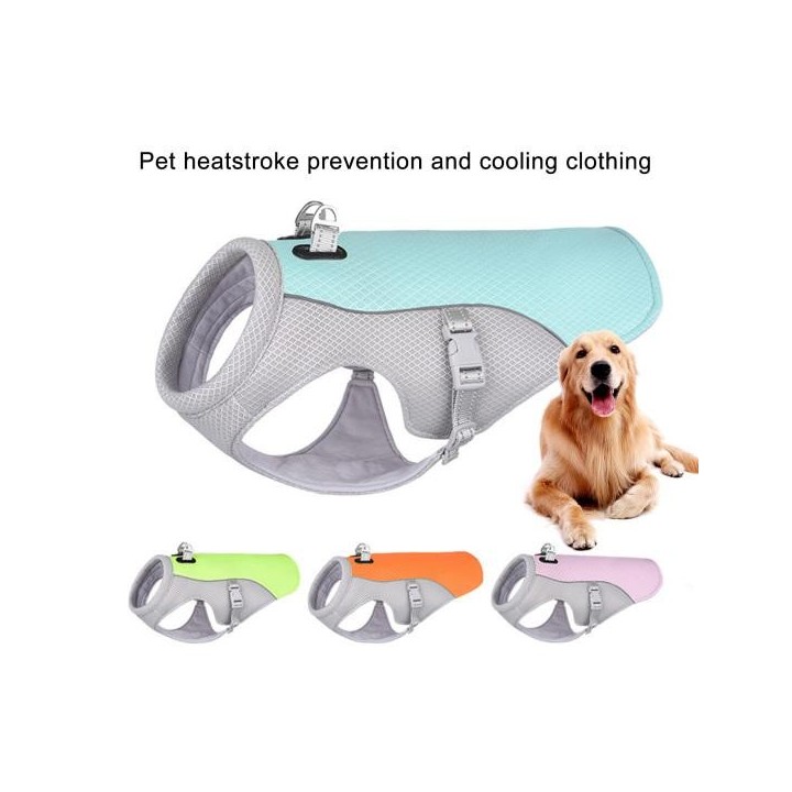 Haustier Shirt Reduzieren Körperwärme Befestigen Schnalle Atmungsaktiv Hund Kühlung Harness Verdunstung Mantel für S blau