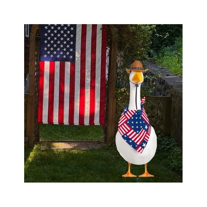 Gänse-Outfit zum Unabhängigkeitstag, Sturmhaube mit amerikanischer Flagge, Cowboyhut-Set für 58,4 cm große Gänsestatue, patri