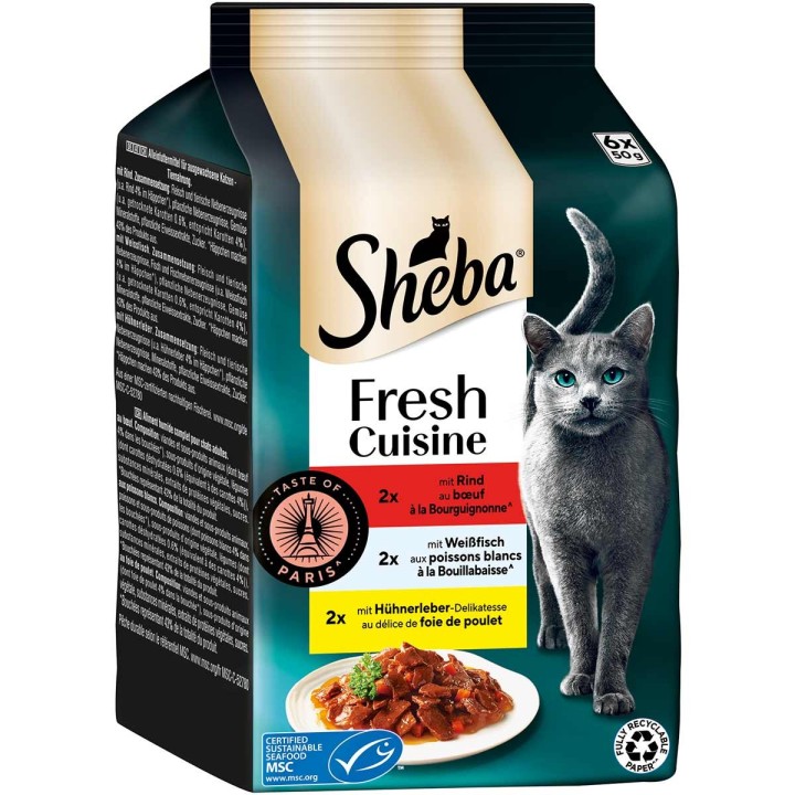 Sheba Fresh Cuisine Taste of Paris Rind, Weißfisch & Huhn 6x50 g