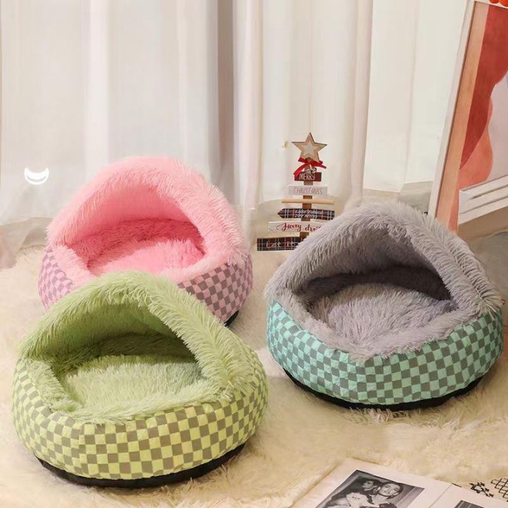 Neu Winter Warme Hundehütte Halbgeschlossen Dick Winddicht Wasserdicht und Kratzfest Quilt Haustier S 40cm