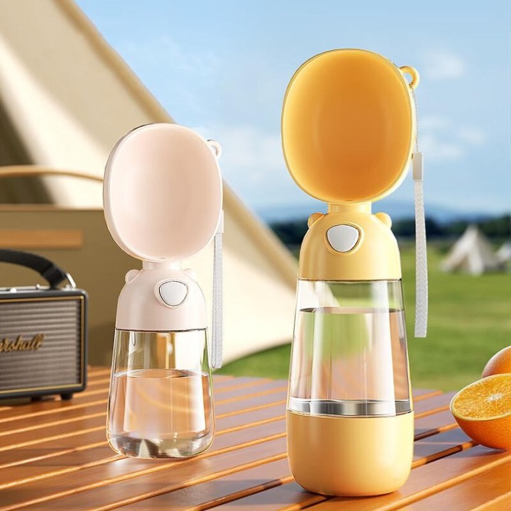 Tragbarer Wasserbecher für Haustiere, Trinkwasser, Hundespaziergang, Wasserbrunnen, Wasser und Futter für Haustiere, 2-in-1-B