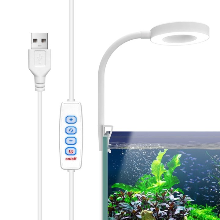 Aquarium Kleiner USB-Clip 8W 4 Farben 3 Modi 10 Stufen 48 LED-Perlen für die Aufzucht von Zierfischen im Wasser, Licht, / / /