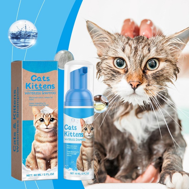 Wasserloses Katzenshampoo, kein Ausspülen des Schaums zur Reinigung der Katze erforderlich. Leave-In-Schaum ist sanft und nic