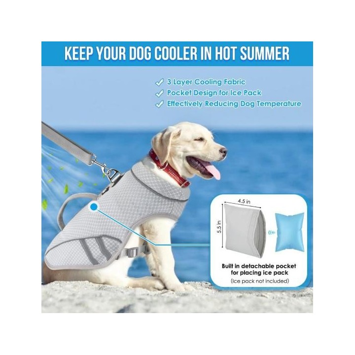Kühlweste für Hunde, schnelle Kühltechnologie, Haustierkleidung mit reflektierenden Streifen, Sommer-UV-Schutz, Kühljacke für