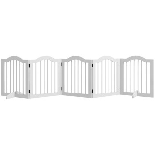 PawHut Absperrgitter Hundegitter 5-teilig mit zwei Stützfüßen stabil Weiß