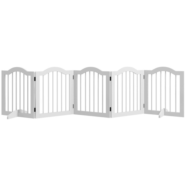 PawHut Absperrgitter Hundegitter 5-teilig mit zwei Stützfüßen stabil Weiß