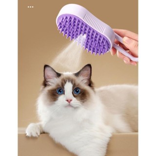 Haustier-Spray-Massagekamm, Ein-Knopf-Spray, Katzen-/Hundehaarentferner, zum Schwimmen, Haarmassage, Bad, Haarkamm pastell li