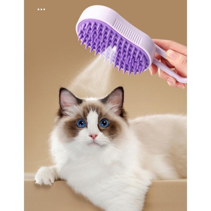 Haustier-Spray-Massagekamm, Ein-Knopf-Spray, Katzen-/Hundehaarentferner, zum Schwimmen, Haarmassage, Bad, Haarkamm pastell li