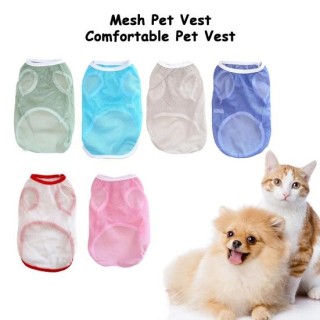 Haustierweste, atmungsaktives Mesh-Hundeweste, einfarbig, bequemes Katzen-Shirt, weiche Haustier-Sommerkleidung, Heimtierbeda