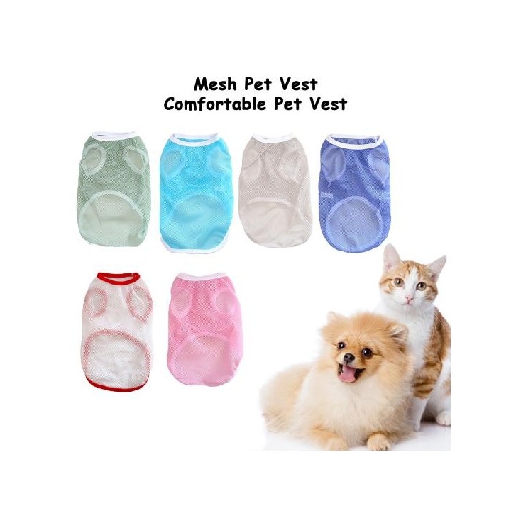 Haustierweste, atmungsaktives Mesh-Hundeweste, einfarbig, bequemes Katzen-Shirt, weiche Haustier-Sommerkleidung, Heimtierbeda