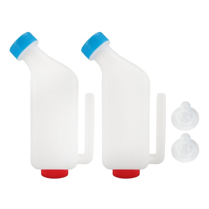 2PCS Kälber-Nurser-Flaschen Abnehmbare Hängende Kuh-Lamm-Milch-Fütterungsflasche mit Kappen und Snap On