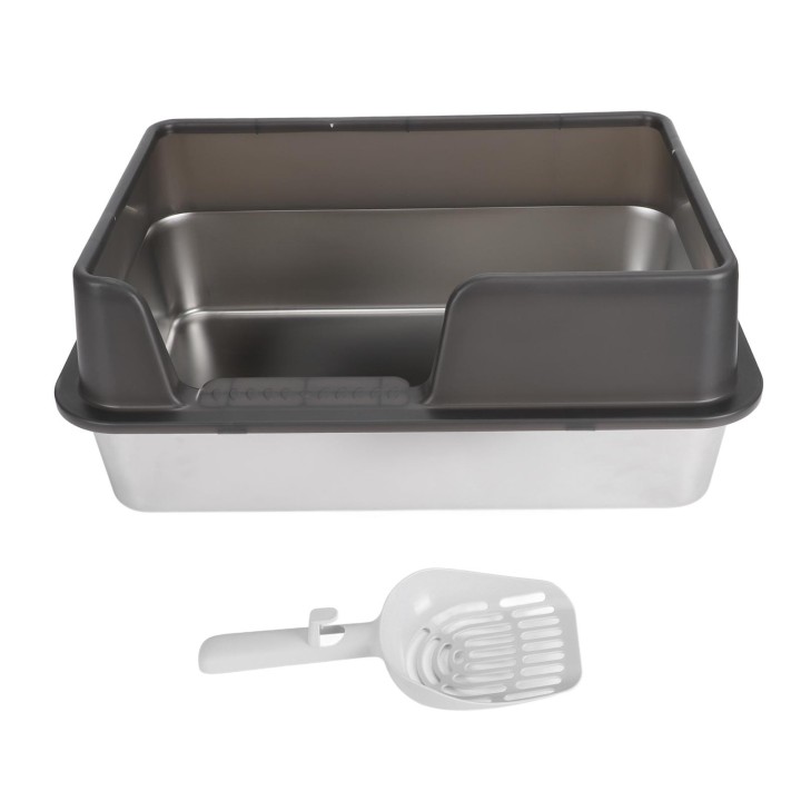 Edelstahl Katzentoilette Hohe Seiten Anti Spritzwasser Leicht zu Reinigen Geschlossene Katzentoilette für