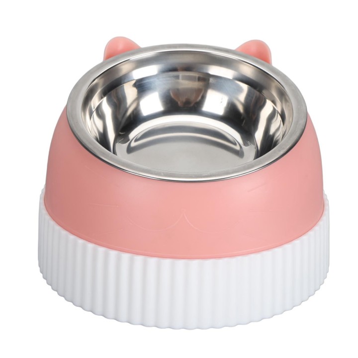 Erhöhter Katzennapf, um 15 Grad geneigt, rutschfester Kunststoff, langsamere Fütterung, Katzenfutter, Doppelnäpfe für Katzen