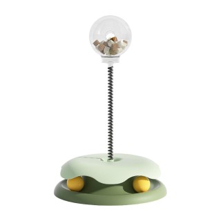 Katzenfutterspender mit Feder, transparenter Futterbehälter, sicheres interaktives Katzenfutterspielzeug für grün