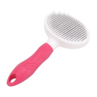 Tierhaarbürste, selbstreinigende Massage, schmerzlose Rundnadel, Pflegebürste für Katzen und Hunde, Slicker BrushPink rosa