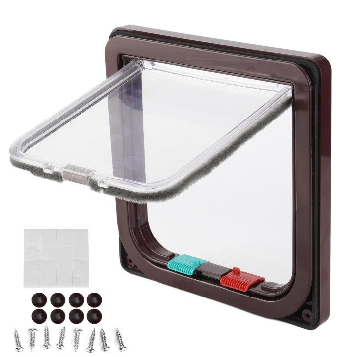 Katzenschloss, Sicherheitsklappe, Katzen-Klapptür, Kunststoff, kleines Haustiertor, Haushalts-Haustierbedarf, braun, S S brau