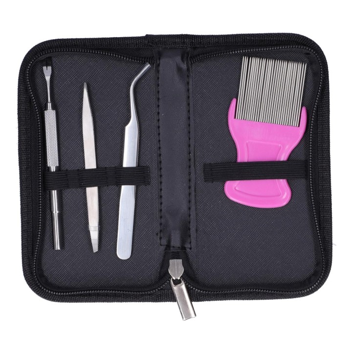 Haustier Zeckenentferner Werkzeug Edelstahl Läuse Clip Flöhe Gabel Kamm Pinzette Kit für Katzen Hunde