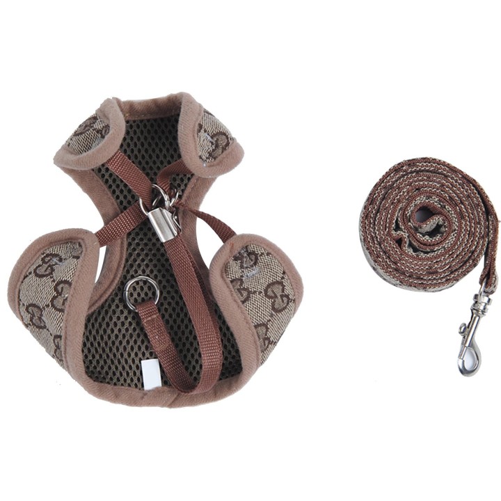 Haustiergeschirr Leine Polyester Verstellbar Atmungsaktiv Ausbruchsichere Hundeweste Geschirr Leine für Katzen Hunde L(90g/3.