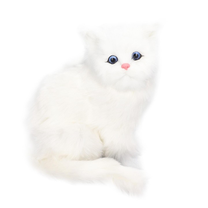 Simulationskatze, weiß, süßes, attraktives Plüsch-Katzenspielzeug mit 84-mAh-Akku für Spielzeug-Geschenkdekorationen