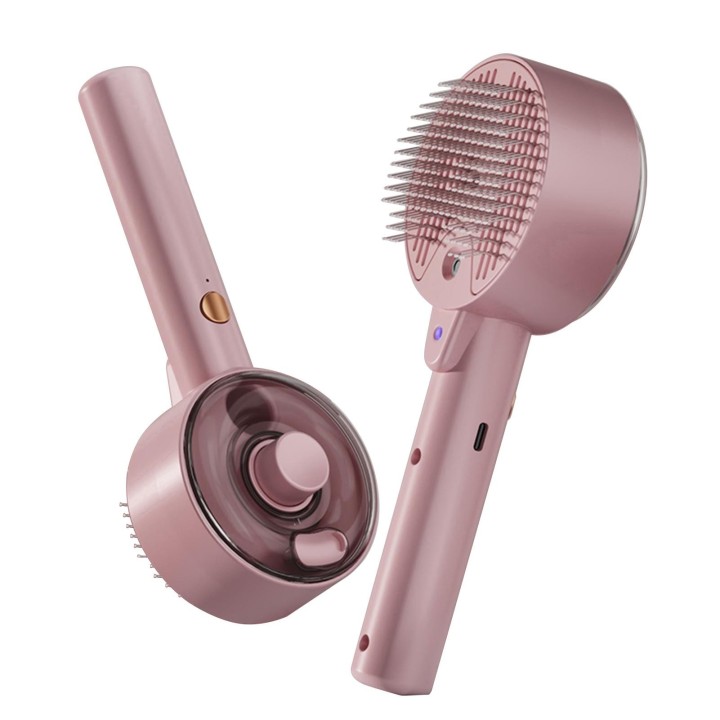 Sprühbürste für Haustiere Selbstreinigende Katzenpflegebürste 3-in-1 Katzenbürste mit UVC-Sterilisation Hund rosa