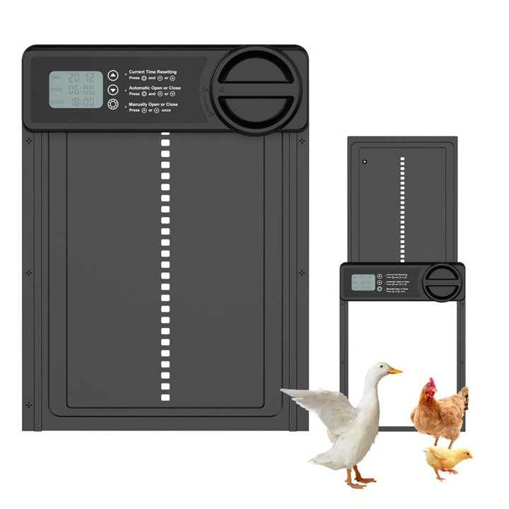 Automatische Hühnerstall Tür mit Fernbedienung Batterie Betrieben LCD Display Hühner Tür mit Dual Power schwarz