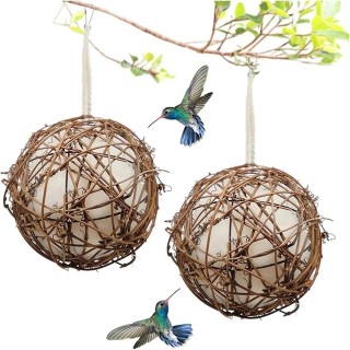 Handgemachtes Vogelhaus Rattan Globus Kolibri Nest Vogel Nistball Material für Wildvögel 1Pcs braun