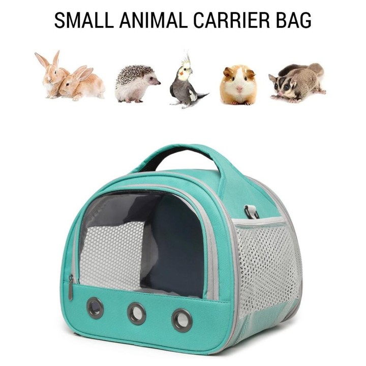 Tragbare Hamster-Tragetasche, atmungsaktiv, für Meerschweinchen im Freien, mit transparentem Fenster, Handtasche, Kaninchen b