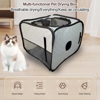 Hundetrocknerbox, faltbar, große Haustier-Trockenbox, geeignet zum Baden und Föhnen von Katzen und Hunden blau