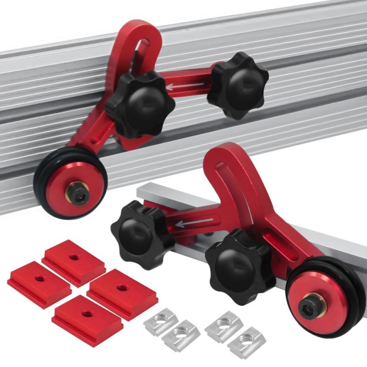 2 stücke Unidirektionale Feeder Holzbearbeitung Multifunktionale Lager Roller Drücken Feeder Aluminium rot