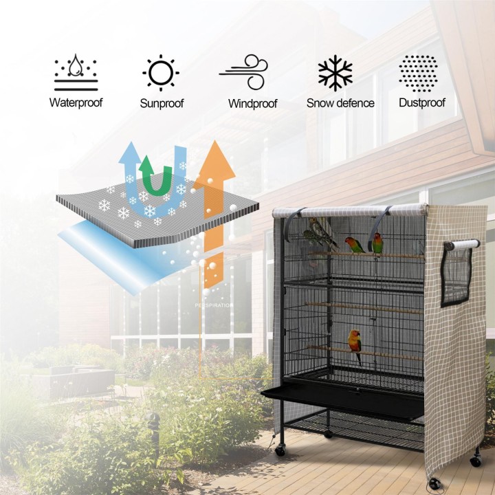 Vogelkäfig-Abdeckung, Lüftungsdesign, verstellbarer Saum, hochwertige Materialien, universelle Größe, schützt Vögel schwarz