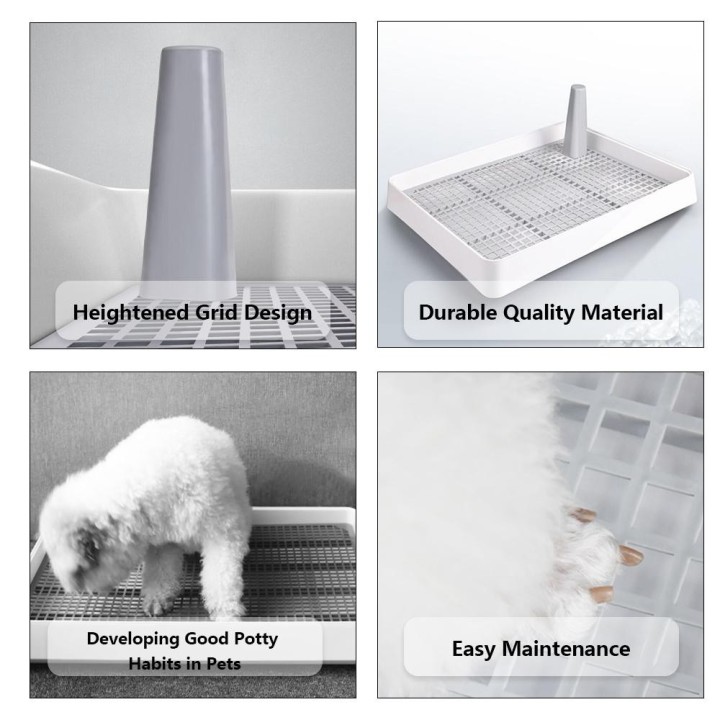 Katzentoilette mit Gitter, Hundetrainingspfanne, Käfig mit Toilettenschale, Tiertoilette für Hunde, Hamster, Small weiß