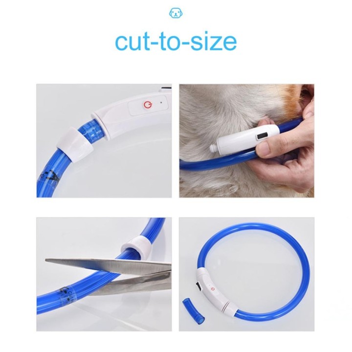 LED-Hundehalsband, USB wiederaufladbar, Blitz-Hundehalskette, leichtes PVC-Haustier-Sicherheitshalsband für große und mittelg